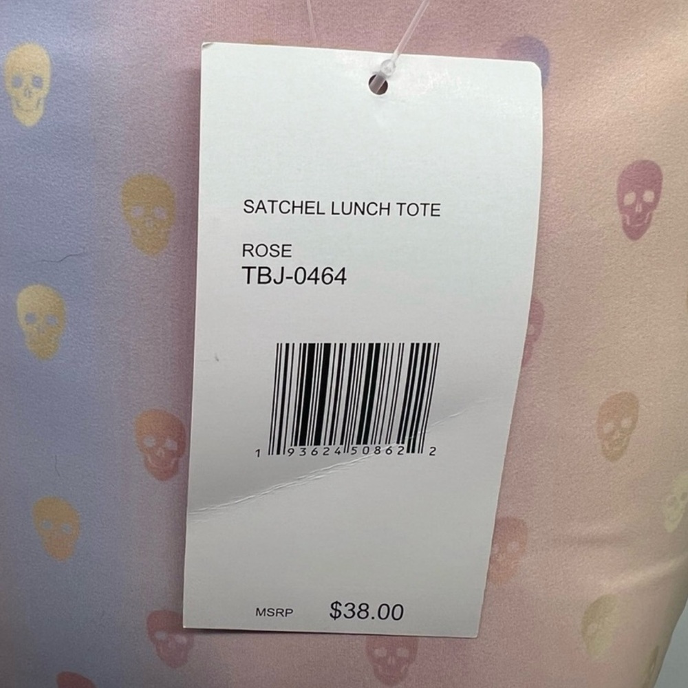 Betsey Johnson NWT Pink Metallic Skull Design Insulated Tote Bag (P166) - Picture 6 of 6